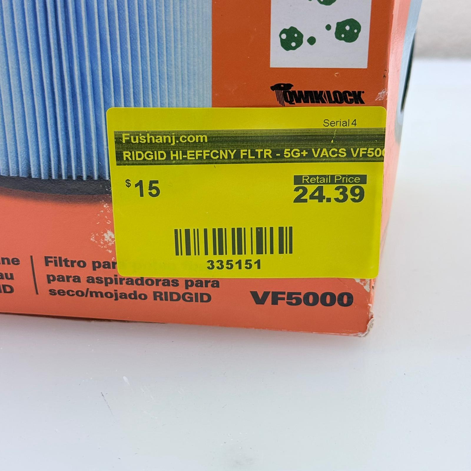 RIDGID HI-EFFCNY FLTR - 5G+ VACS (VF5000) RIDGID HI-EFFCNY FLTR - 5G+ VACS (VF5000)